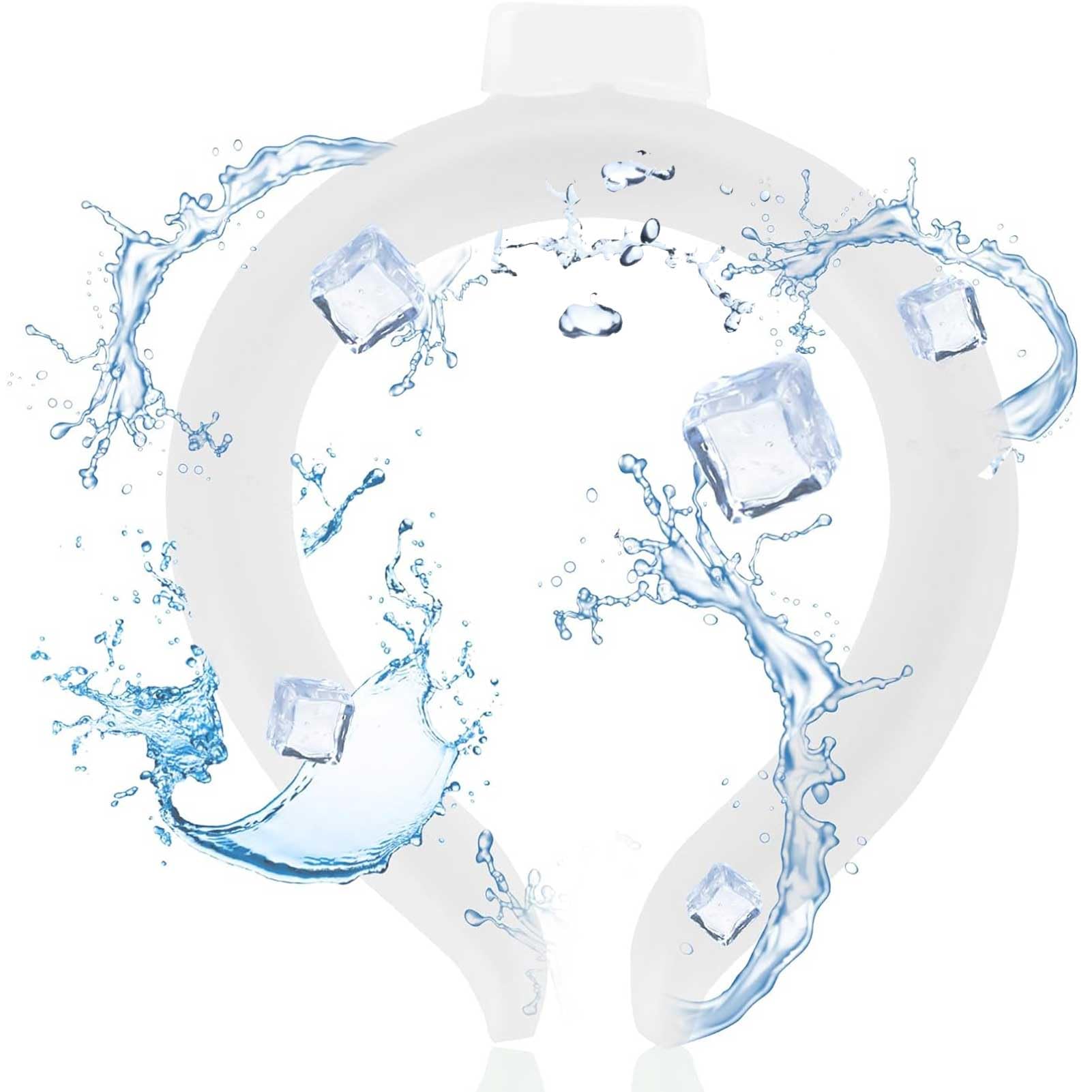 Neck Cooling Tube Reusable Wearable Ice Neck Cooler Wearable Body Cooling Ring for Outdoor Indoor for Hot Flashes and Summer (White)