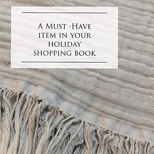 Kyrahome Muslin Throw Blanket 100% Organic Cotton Blanket For Couch, Adult, 4-Layer Pre-Washed Plant Dyed, Breathable Soft Cozy Warm Lightweight Throw Bedspresd, All Season (60"X80" Light Grey) #TOP3