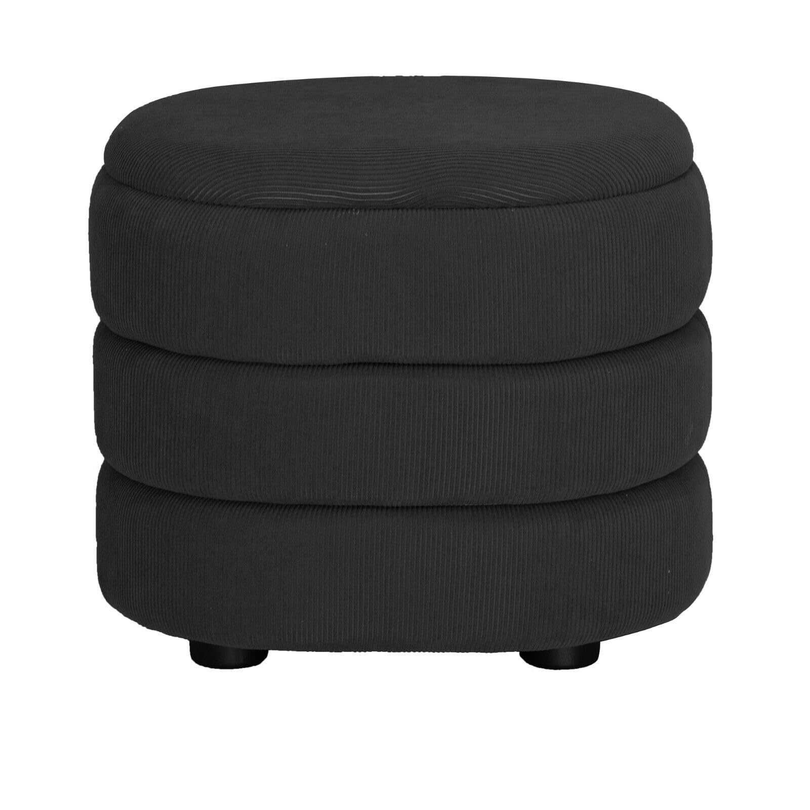 URBNLIVING Soft Velvet Ottoman Storage Pouffe Footstool Dressing Vanity Chair (Dark Grey, Oval)