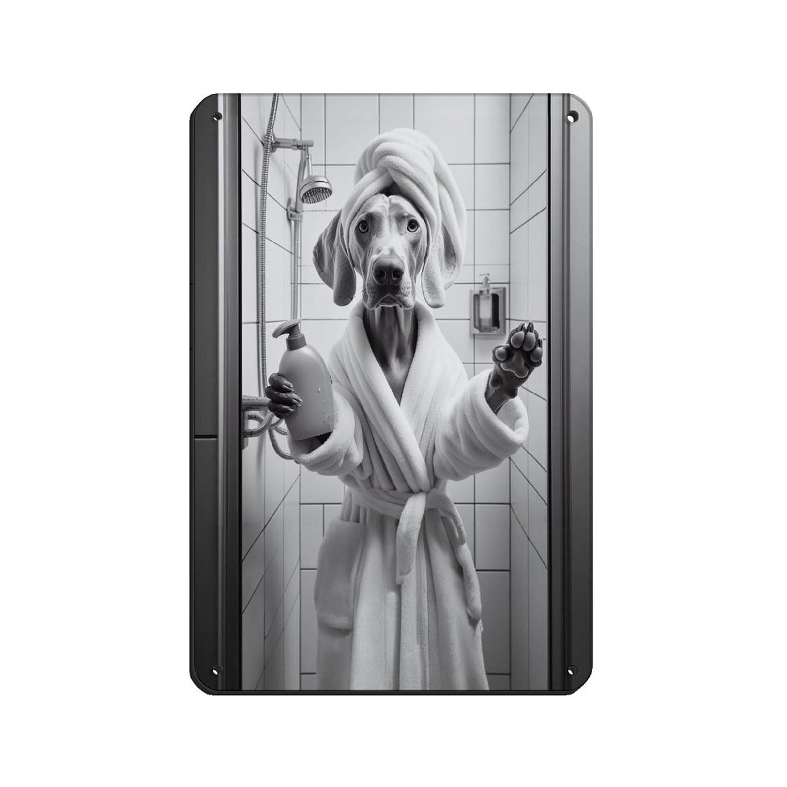 Lxwnze 20L X 30W Cm Weimaraner Bathroom Art Poster Retro Poster Metal Tin Sign Chic Art Retro Iron Painting Bar People Cave Cafe Family Garage Poster Wall Decoration 8X12inch(20X30cm)