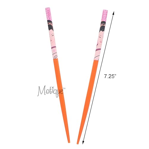 Miniatura 3 de Señora china impresión y animal print palos de pelo para las mujeres - naranja