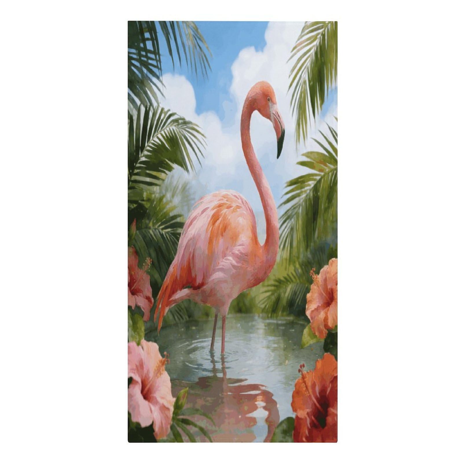VstaDank Watercolor Tropical Flamingo Beach Towel Vacation Essentials Sand Free Soft Quick Dry Swim Towels 61"x30" Modern Extra Large Towels Lightweight Microfiber Beach Towel for Swimming Pool