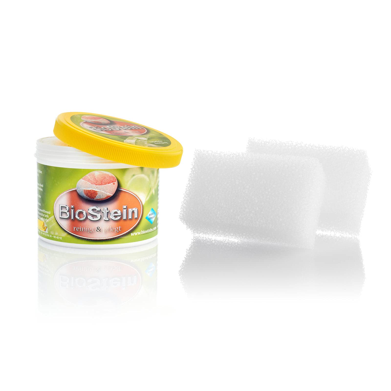 3 Set BioStein Universalreiniger 850g Dose (incl. 6 Reinigungsschwämme).