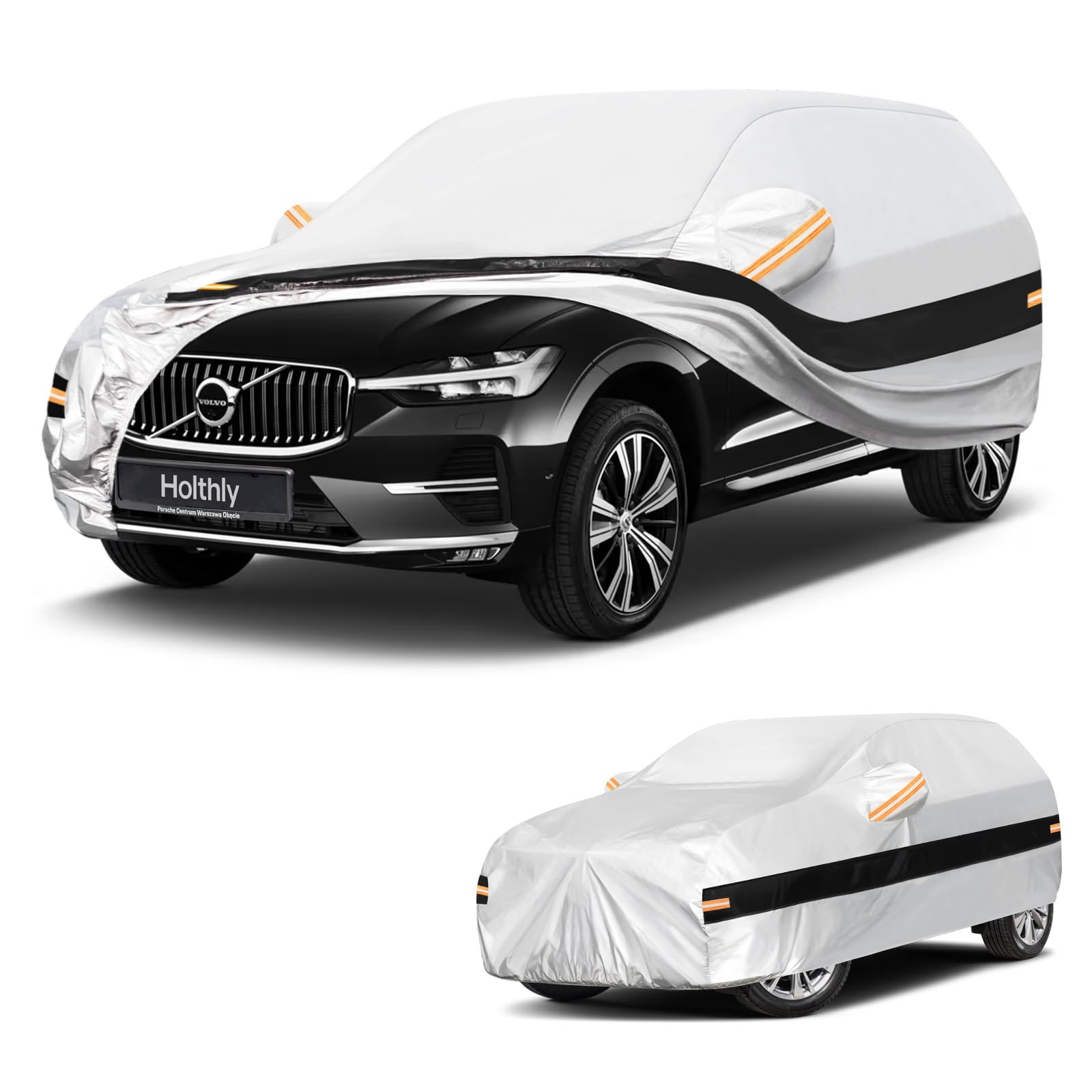 10 Layers SUV Car Cover Custom Fit for Volvo XC60 (2013-2026), Waterproof All Weather for Automobiles, Outdoor Full Cover Sun Dust Rain Protection with Cotton. Silver