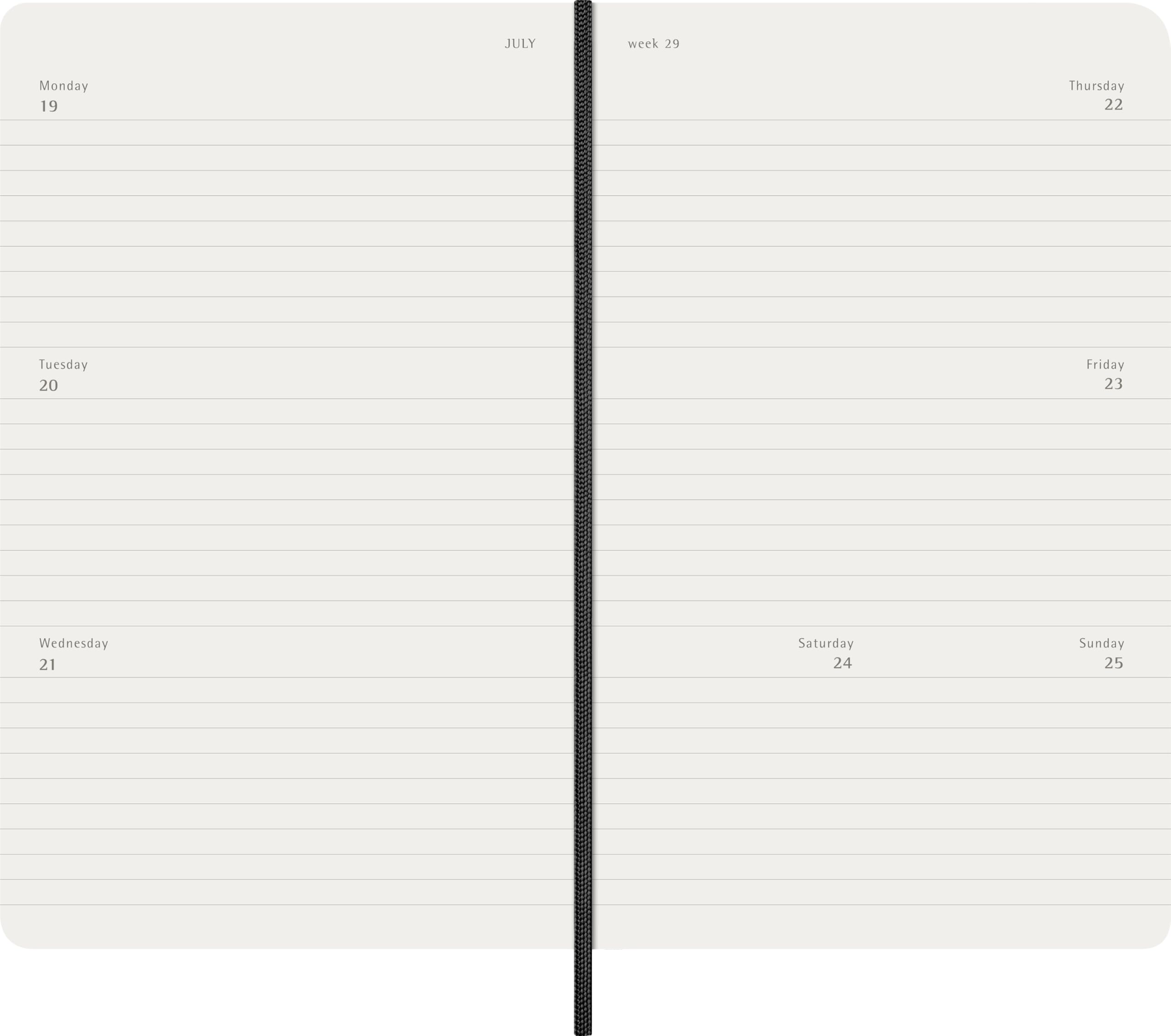 Moleskine Agenda Semanal 2027, Agenda de 12 Meses Vista Horizontal con Tapa Blanda y Cierre Elástico, Formato L 13x21 cm, Color Negro