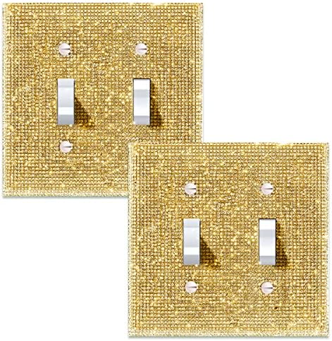Gold Bling Wall Plate Cover Colorful Rhinestone Light Switch Cover Colored Bling Light Switch Cover Shiny Sparkle Bling Crystal Rhinestones Wall Plate Cover Shiny Rhinestones Wall Plate Cover(Gold)