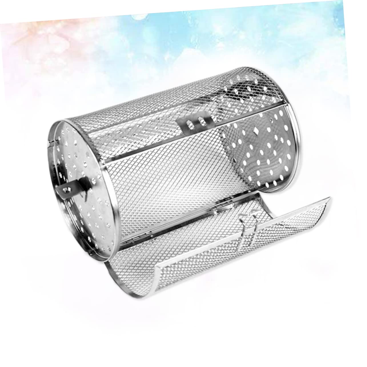 BESPORTBLE Tamburo per Tostatura in Acciaio Inossidabile Gabbia per Barbecue e Frutta Secca Porta Mobile e Rullo Mescolatore per Cottura Uniforme Capacità Circa