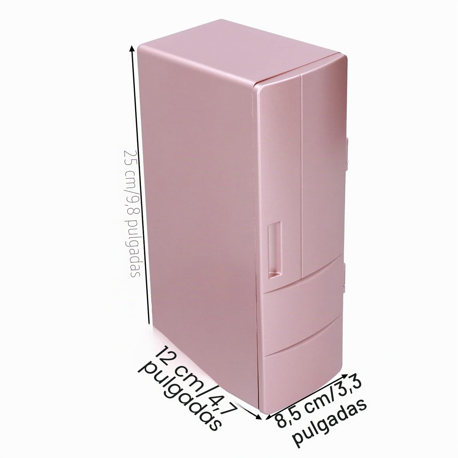 Mini refrigerador portátil USB caliente y frío, doble uso, para cosméticos, escritorio, hogar, dormitorio, al aire libre, alimentos y bebidas (oro rosa)