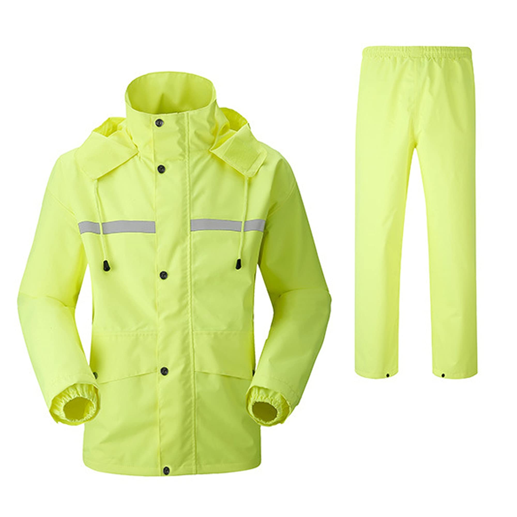 KFGISD, for Men Women, Long-Sleeved Rainwear with Hood, Bicycle Raincoat with Reflective Strip,Raincoats(Yellow,4XL)