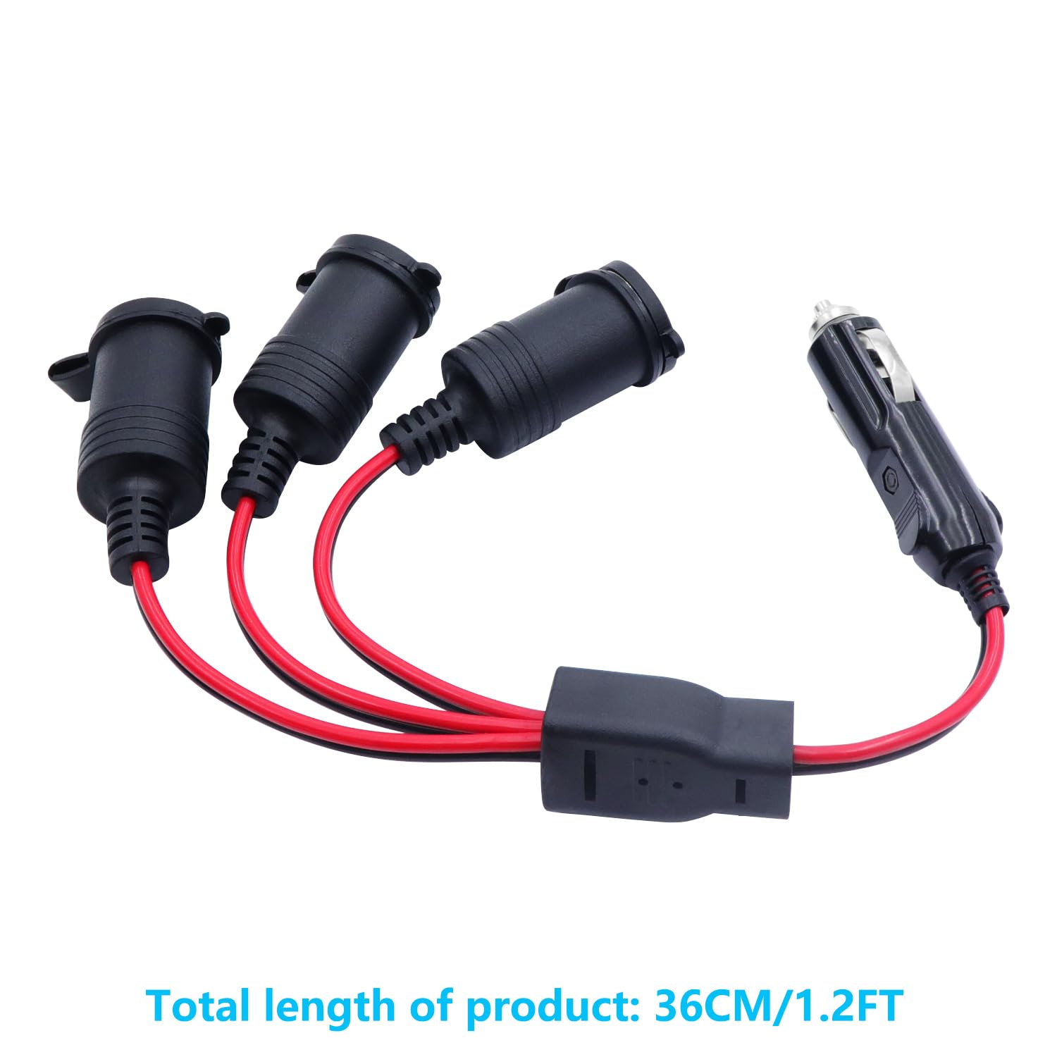 Adaptateur Allume-cigare 1 Vers 3 Voies - 12V/24V - Câble 30 Cm 18 AWG - Fusible 20A - Étanche - Pour Voiture, Camping-car, Bateau