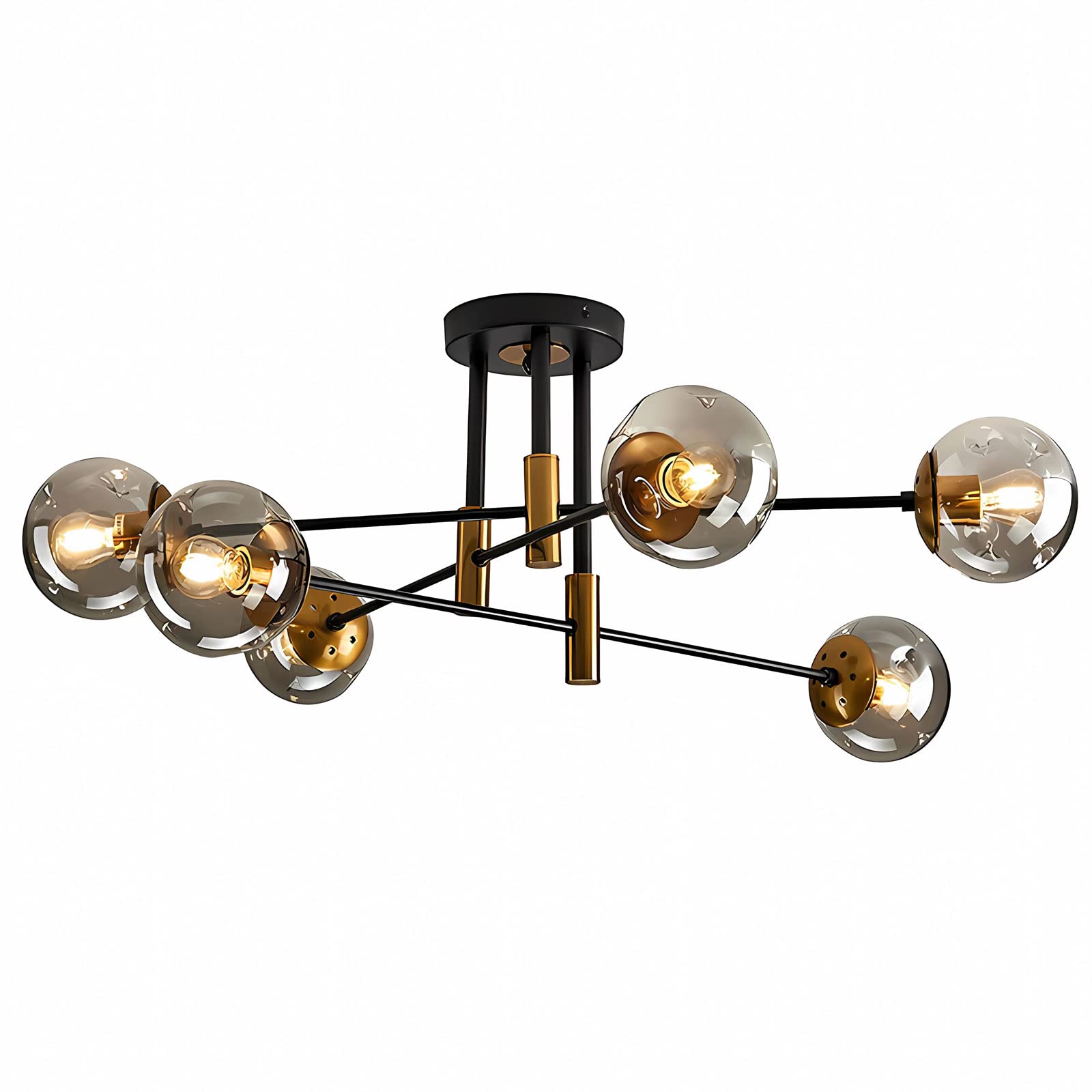 Lgdeerco Light Modern Ceiling Lamp Glass Chandelier 6-S Flush Mount Ceiling Fixture Vintage Ceiling For Dining Room Hallway Living Room Bedroom Kitchen Ing