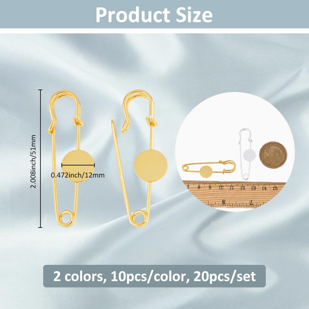 SUPERFINDINGS 20Pcs 12mm Blank Safety Pin - Image 2