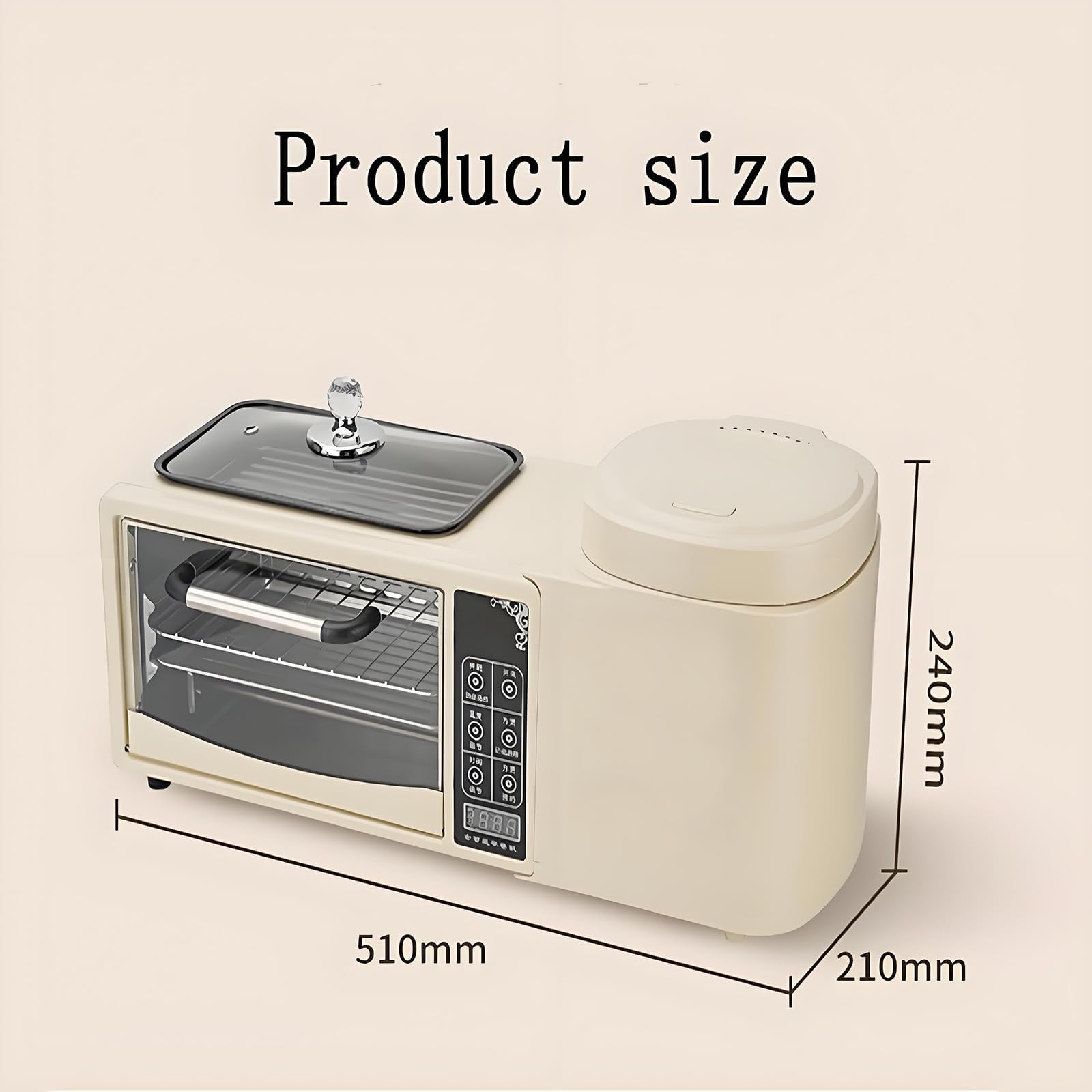 Creatore di Colazione Multifunzione, Stazione per la Colazione con pentola da Cucina 1L, Touch Screen HD, Controllo a Temperatura Indipendente a 2 Strati, fripano Antiaderente,