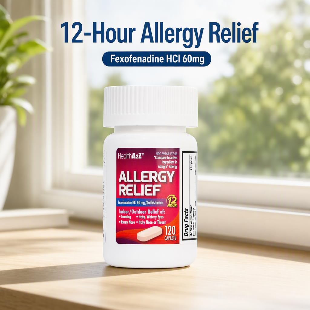 HealthA2Z® Fexofenadine 60mg 12-Hour Allergy Relief, Antihistamine, 120 Ct — Amazon image 2