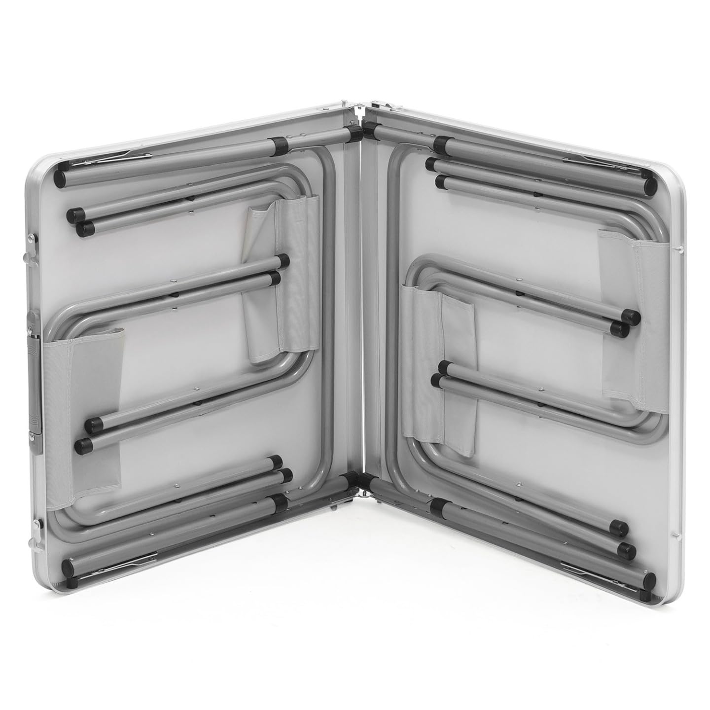 IDMarket - Table de Camping Pliante réglable en Hauteur 120 cm et 4 tabourets Blanc