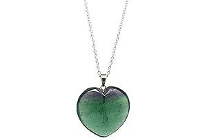 Gempires Fluorite Heart Necklace, Vibrant and Enchanting Crystal Pendant for Spiritual Harmony