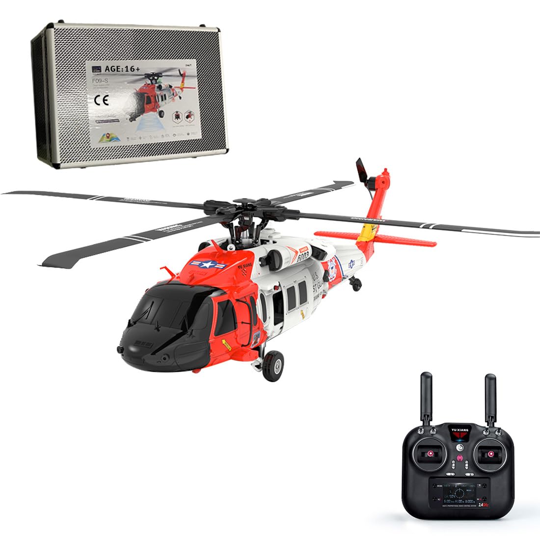 F09-S - Helicóptero teledirigido con cámara para adultos, 1:47, 2,4 g, 6 canales, doble sin escobillas, motor de accionamiento directo, modelo de avión, helicóptero RC para aficionados a