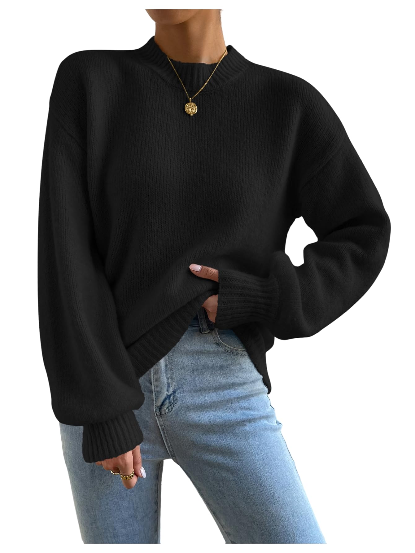 GORGLITTER Womens Crewneck Fall Sweaters 2025 Cozy Fashion Holiday Cute Long Sleeve Lightweight Pullover Sweaters