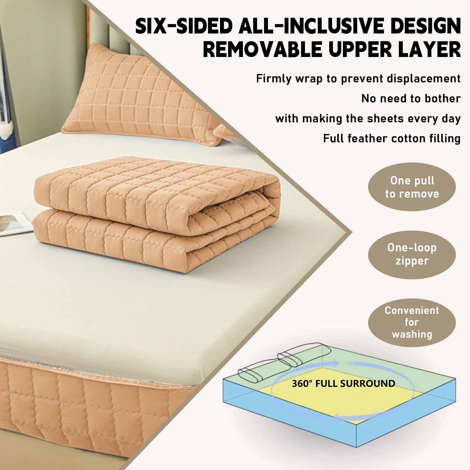 Funda ColchóN con Cremallera, Funda Protectora para ColchóN Cubierta Completa Transpirable para Cama Individual Y Matrimonio(5,150x190+25cm)