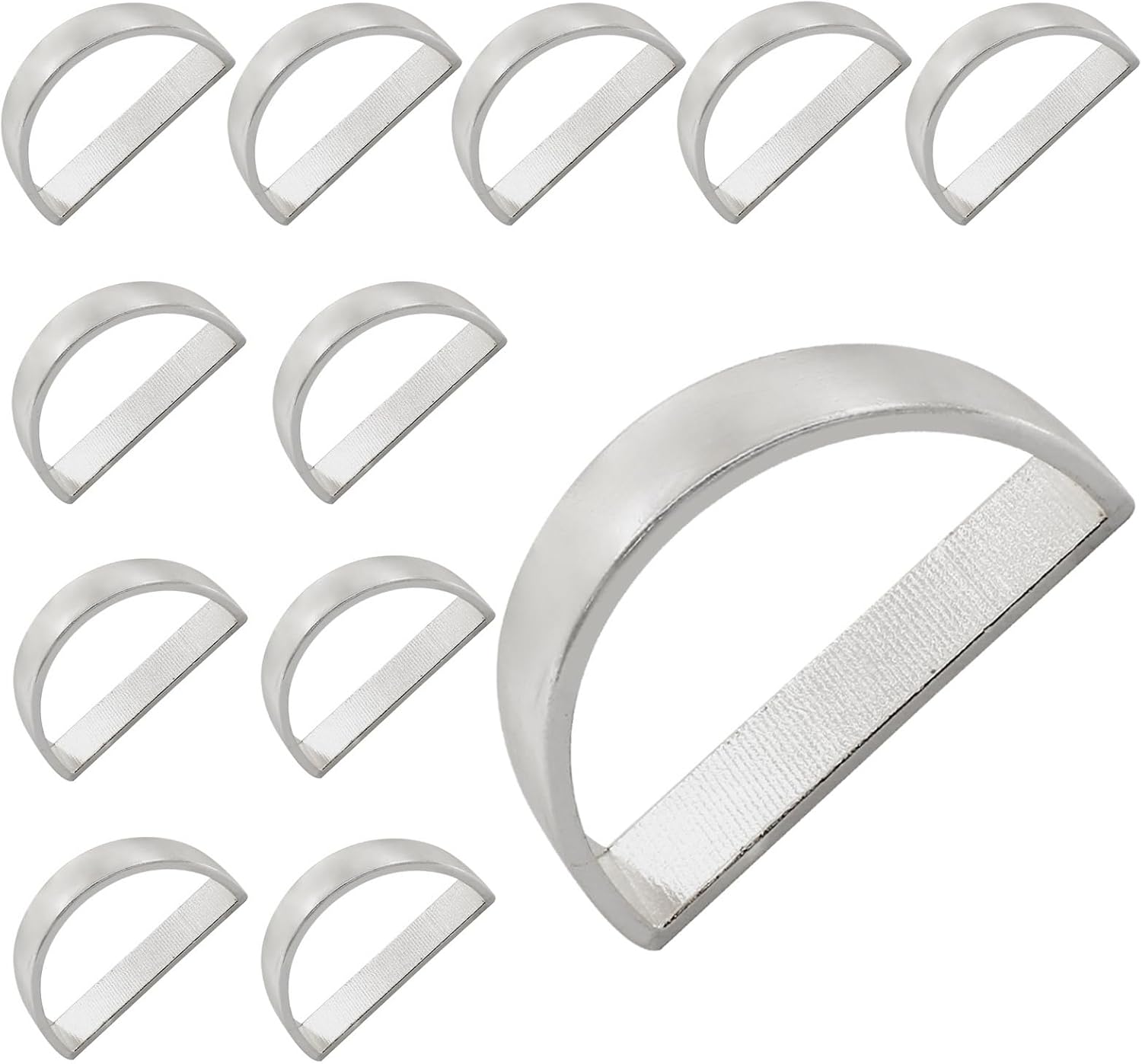 Matte Silver Napkin Rings Set of 12, Semicircle Metal