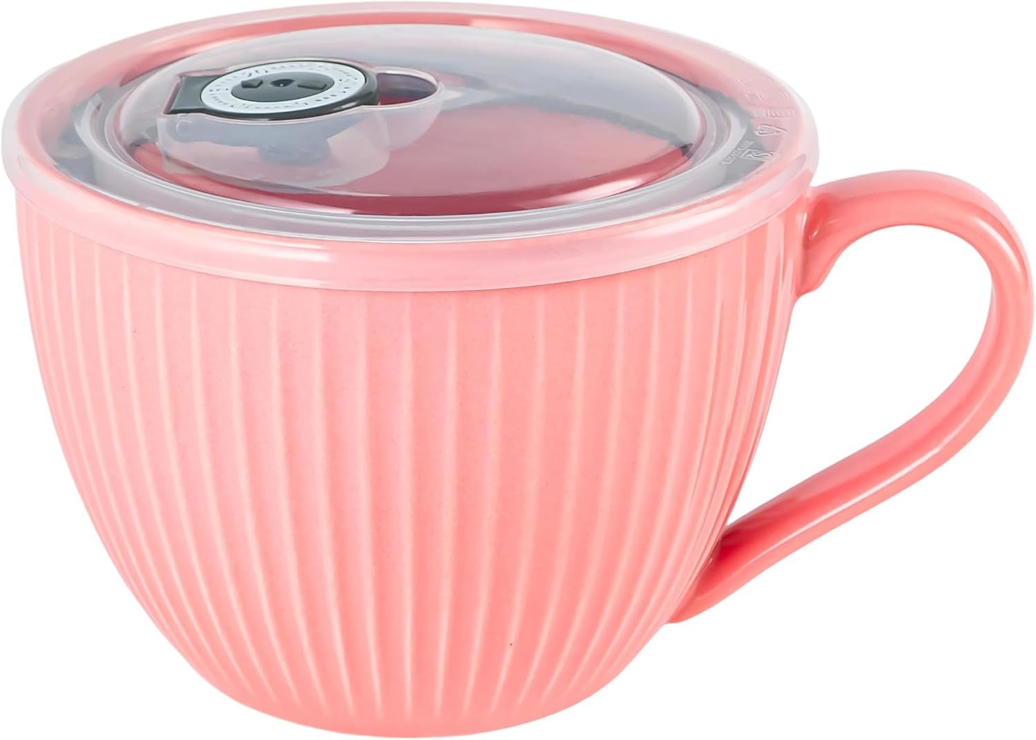 24oz Soup Mug with Handle &amp; Lid, Microwave Soup Bowl/Cup, Pink