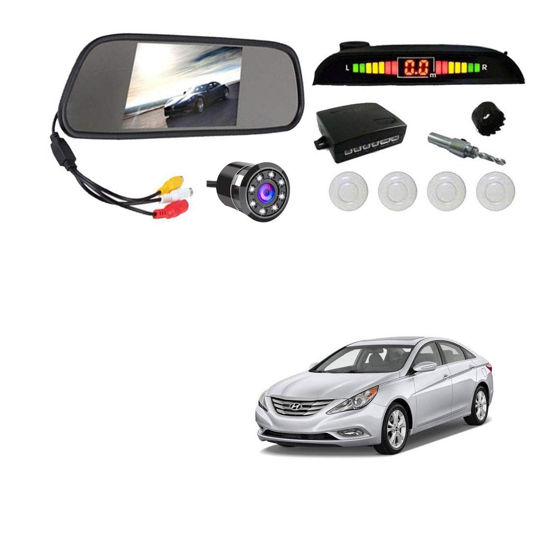 AYW (ALL YOU WANT) Car Rear View Camera with White Sensor and Screen of Sonata Fluidic