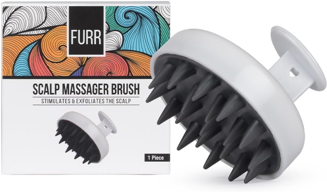 - FURR Scalp Massager for Hair Growth with Removable Handle | Soft Silicone Bristles for Dry Massage, Oil & Shampoo | Helps Stimulate Blood Flow, Reduce Dandruff & Prevent Hair Loss