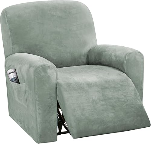 Miniatura 28 de H.VERSAILTEX Fundas Elásticas de Terciopelo para Sofá Reclinable Estilo de 4 Piezas Fundas para Sillas Reclinables Funda para Sillón Reclinable