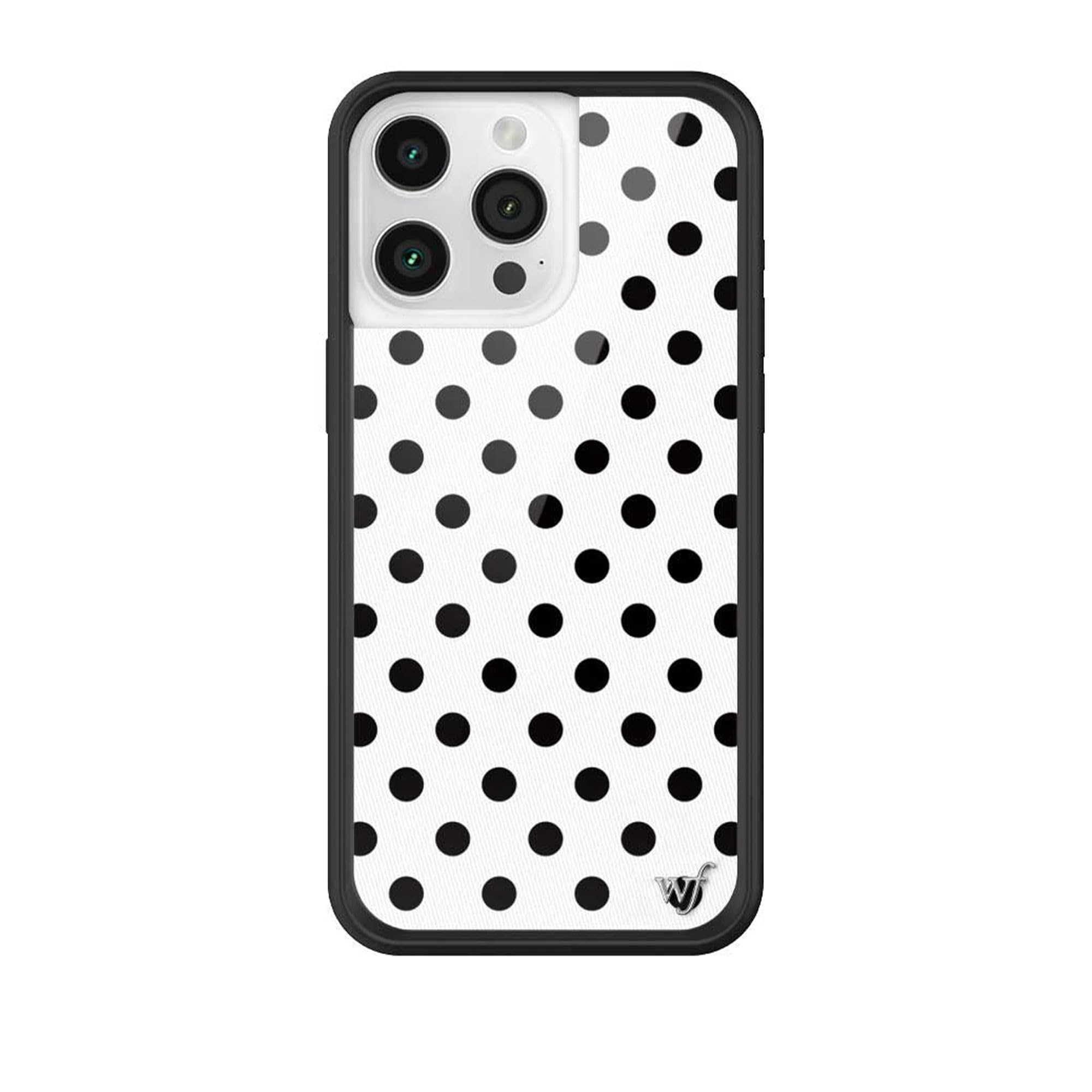 Wildflower Cases - Compatible with Apple iPhone 15 Pro Max | Protective Black Bumper, 4ft Drop Test Certified, Women Owned Small Business | Polka Dot | White & Black - Spots Aesthetic Trendy Cute