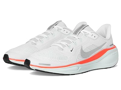 Nike Kids Pegasus 41 (Little Kid/Big Kid) Kids Shoes White/Metallic Silver/Barely Green : 4.5 Big Kid M, Synthetic