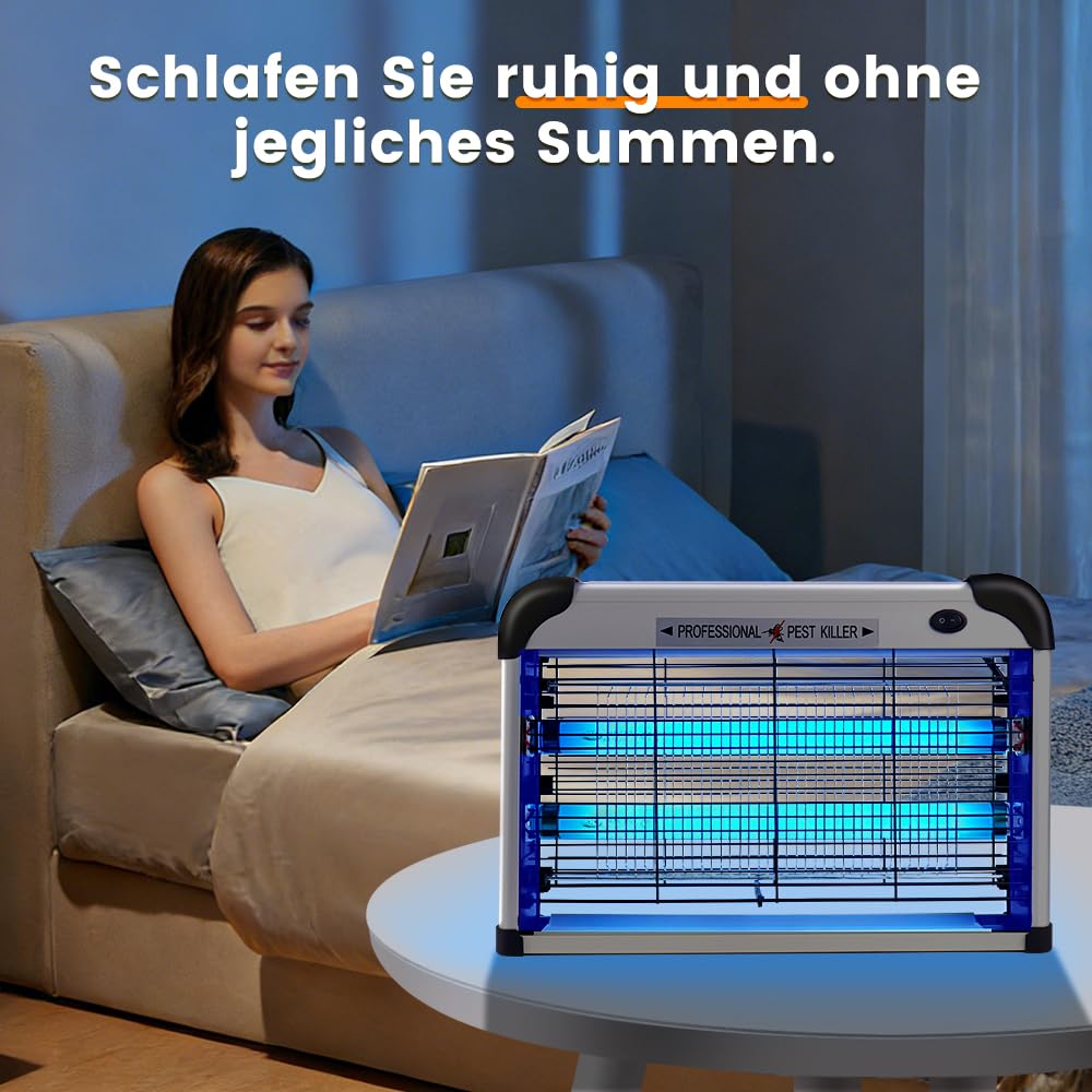 Zanzariera elettrica 3500 V con lampada UV da 20 W, trappola per zanzare elettrica con griglia di sicurezza per casa, camera da letto, ufficio, terrazza, giardino
