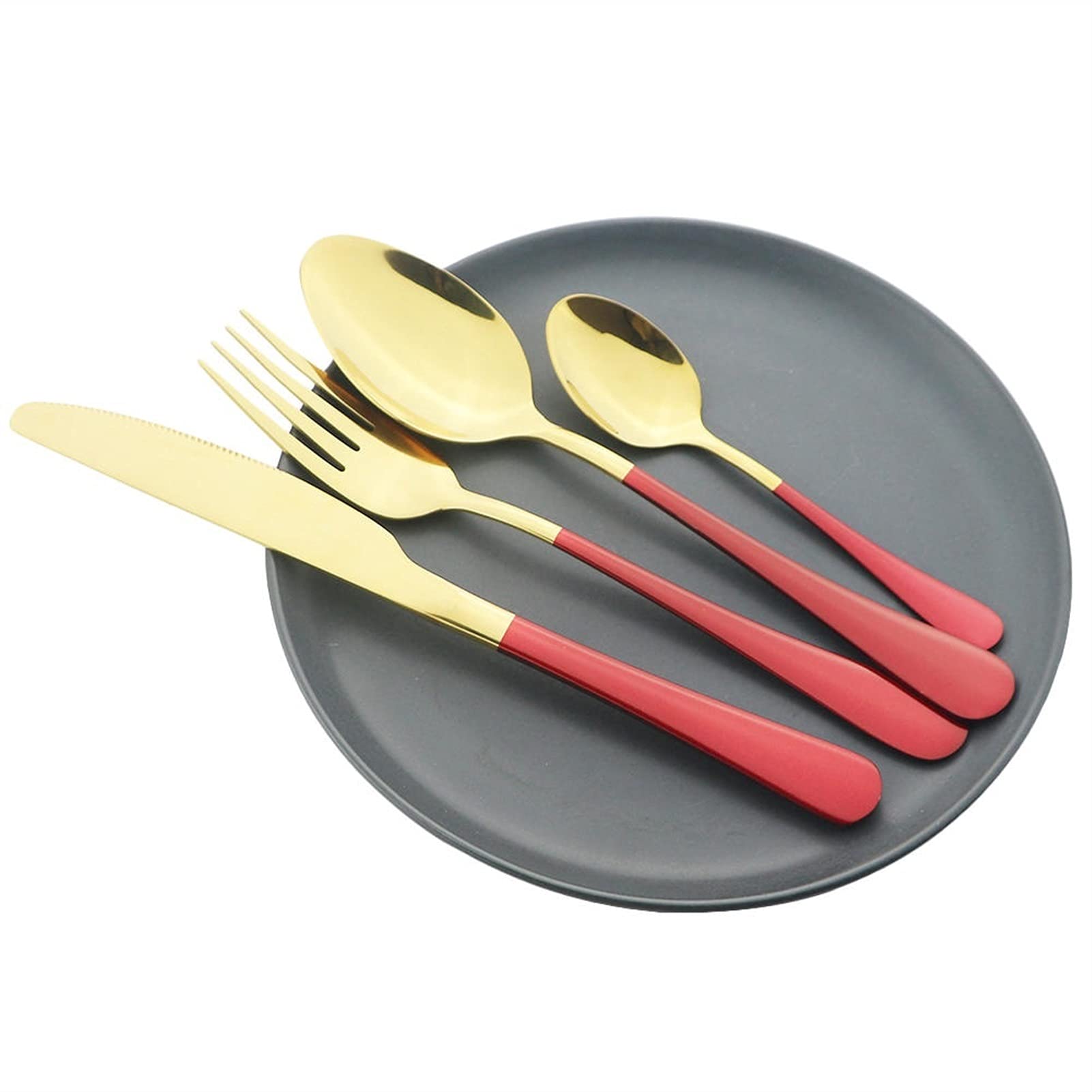 Besteck-Sets 32-teiliges rosafarbenes Geschirr-Besteck-Set Edelstahl-Geschirr-Abendessen-Messer-Gabel-Löffel-Besteck-Party-Küchenwaren-Set-Edelstahl (Color : Rose)