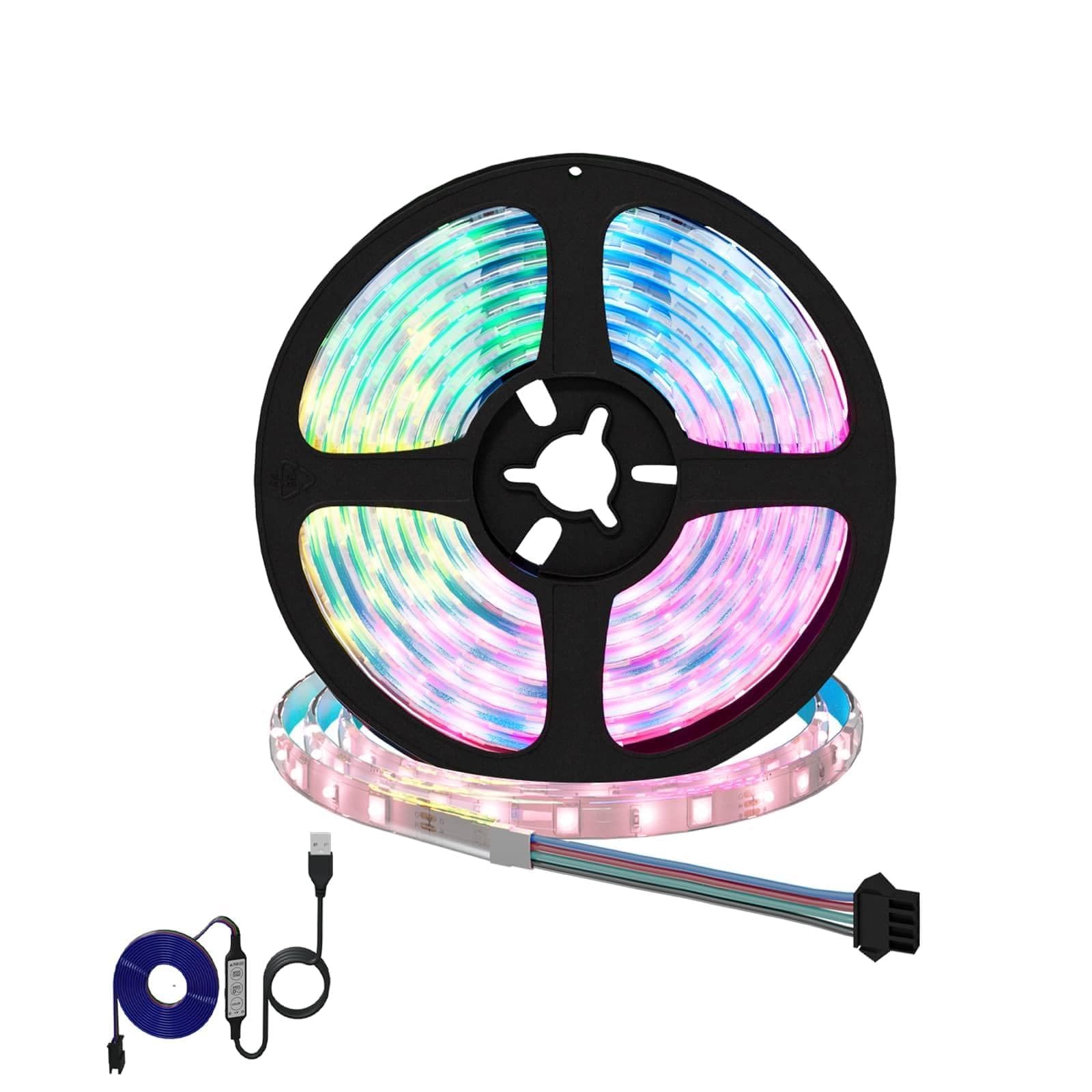 Tira LED 2 piezas negro y transparente 2300 mm cobre plástico 10 W USB iluminación interior flexible luz acento salón fiesta ambiente