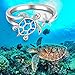 Fenthring Opal Ring Sea Turtle Rings Blue Opal Sterling Silver Adjustable Turtle Jewelry Starfish Good Luck Longevity Gifts Size 8