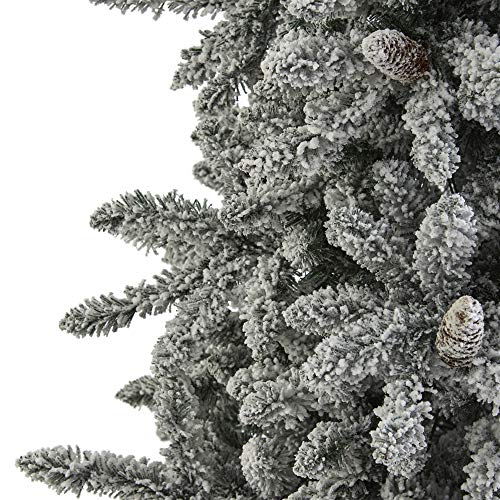 7.5Ft. Flocked Livingston Fir Artificial Christmas Tree With Pine Cones And 500 Clear Warm Led Lights, Green #TOP7