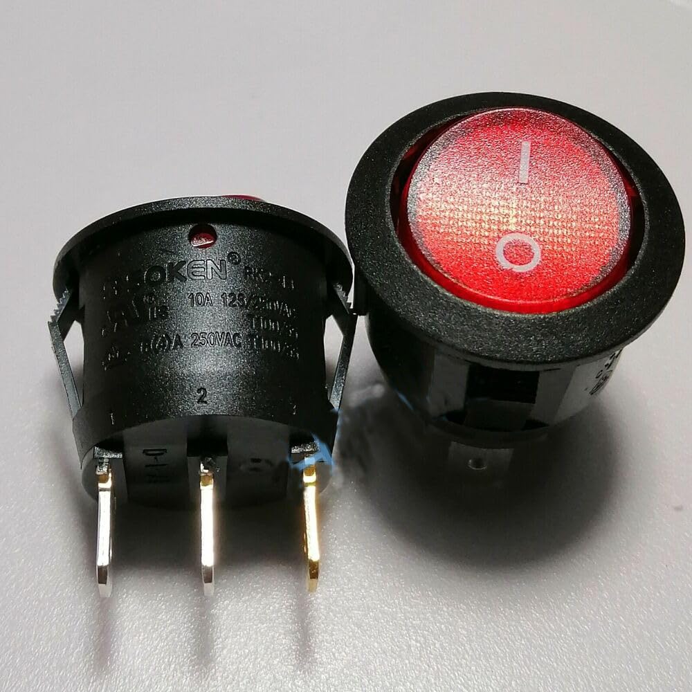 1pcs for Soken RK2-13 6A/250VAC ON/Off 3 Pins Rocker Switch red Light