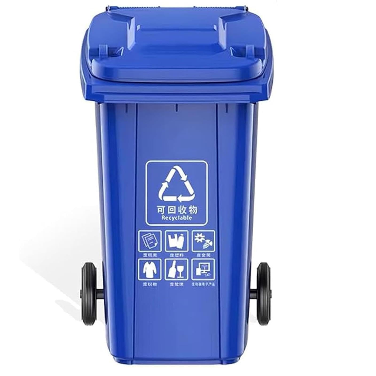 VITIWEDTY Outdoor Garbage Bin with Lid & Wheels, Heavy Duty, Large Capacity (80L/100L/120L/240L) For Home & Business Use (Blue 120L)