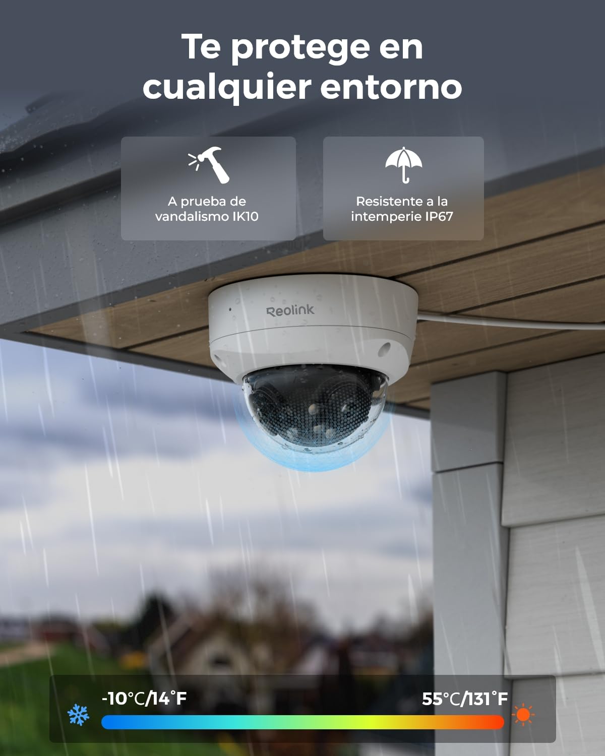 Reolink Cámara PoE 4K 8MP Dual 180°, IK10, detección Inteligente, visión Nocturna a Color, Audio bidireccional, IP67, sin Pan/Tilt, Duo 2V PoE
