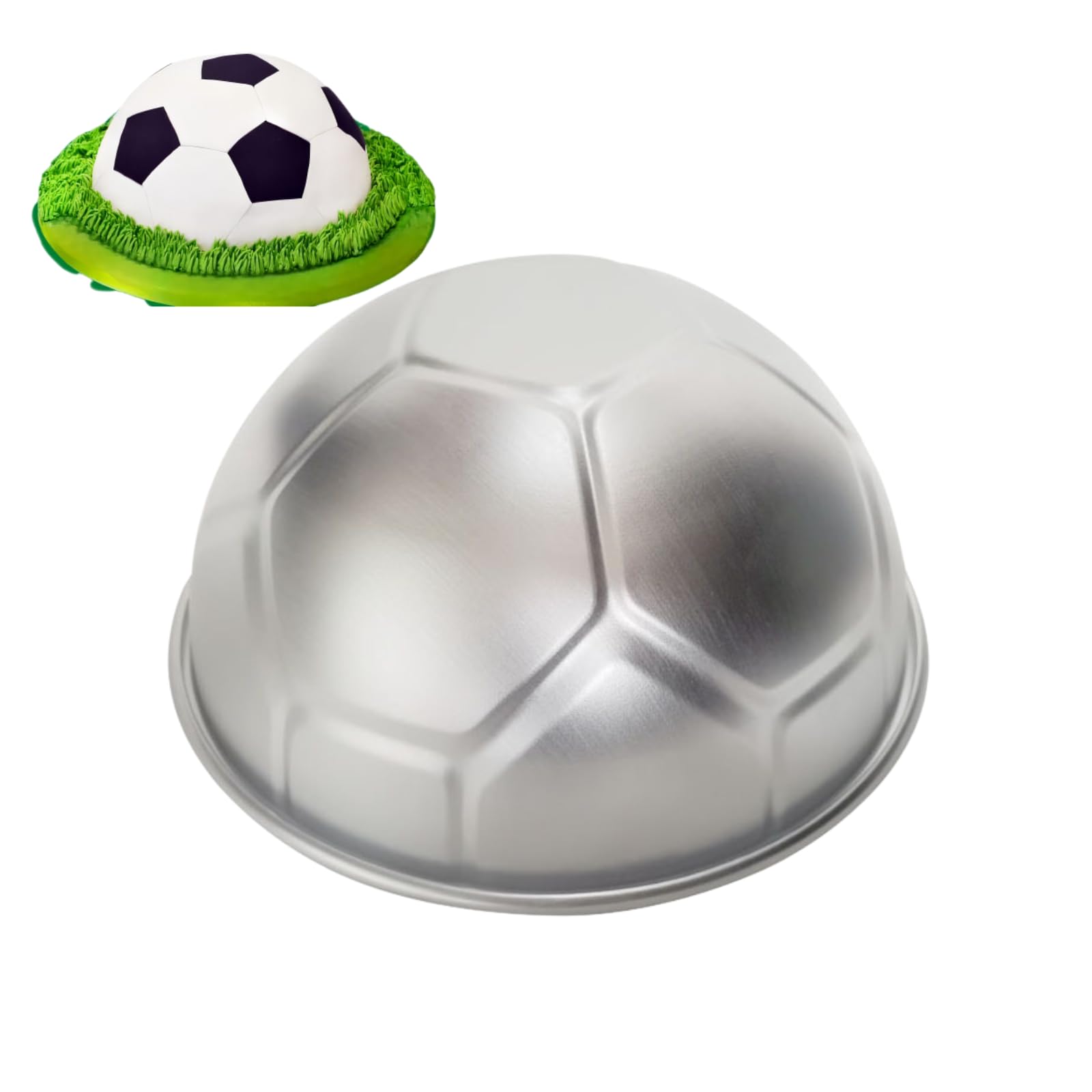 VIFERR 3D Football Cake Mould Aluminum Alloy Baking Mould Hemisphere Pan Ball Cake Tin for Dessert Pudding