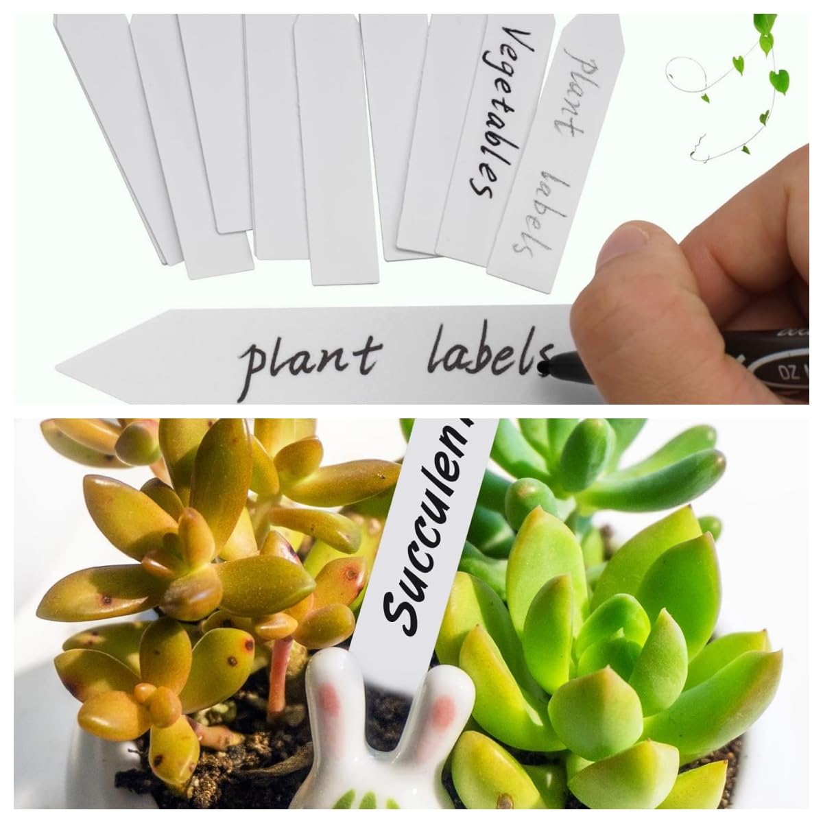 Voarge 200 sztuk tabliczek na rośliny, do opisywania roślin, etykiety, plastikowe, do użytku na zewnątrz, odporne na warunki atmosferyczne, 10 x 2 cm