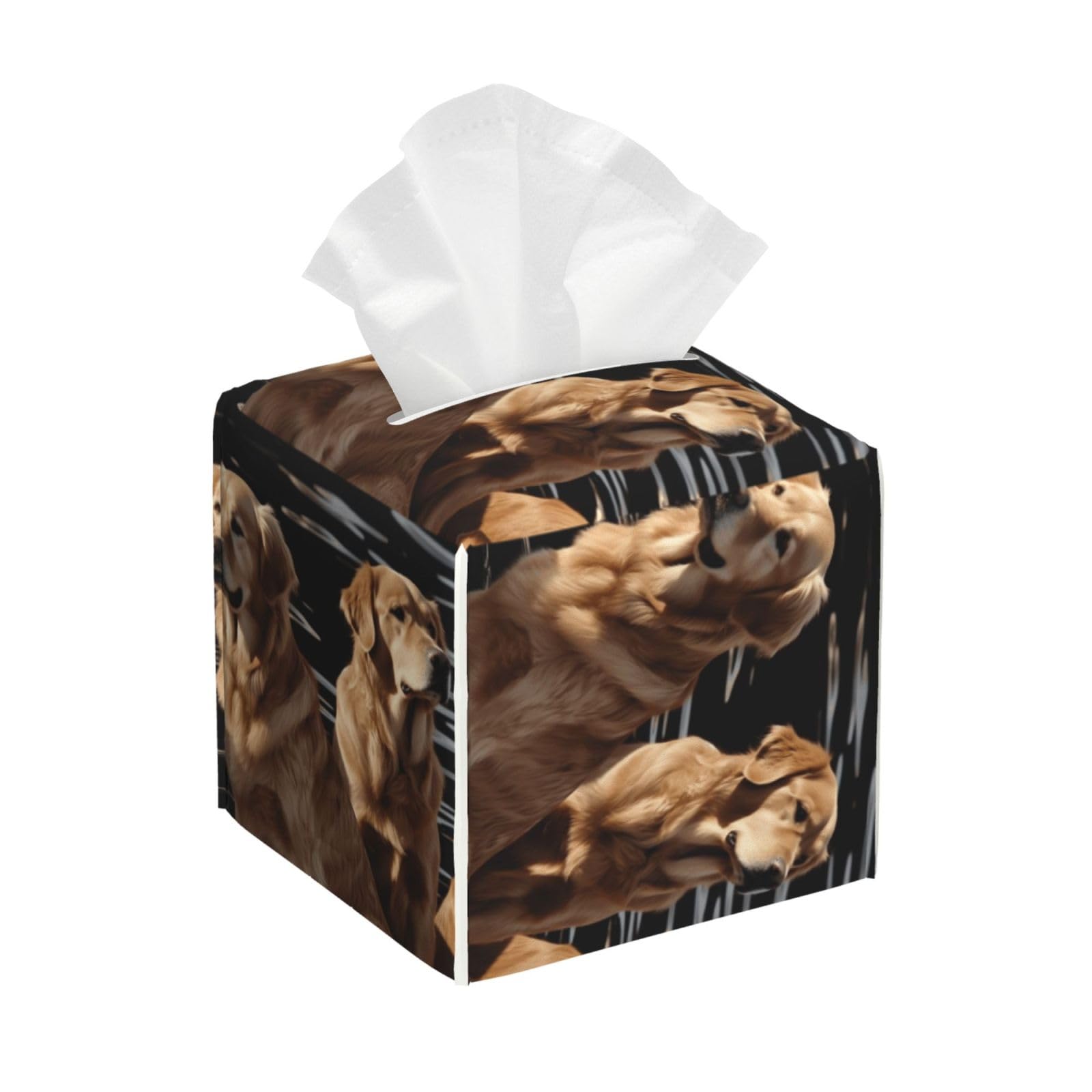 Golden Retrievers Tissue Box Cover Square Cube Boxes
