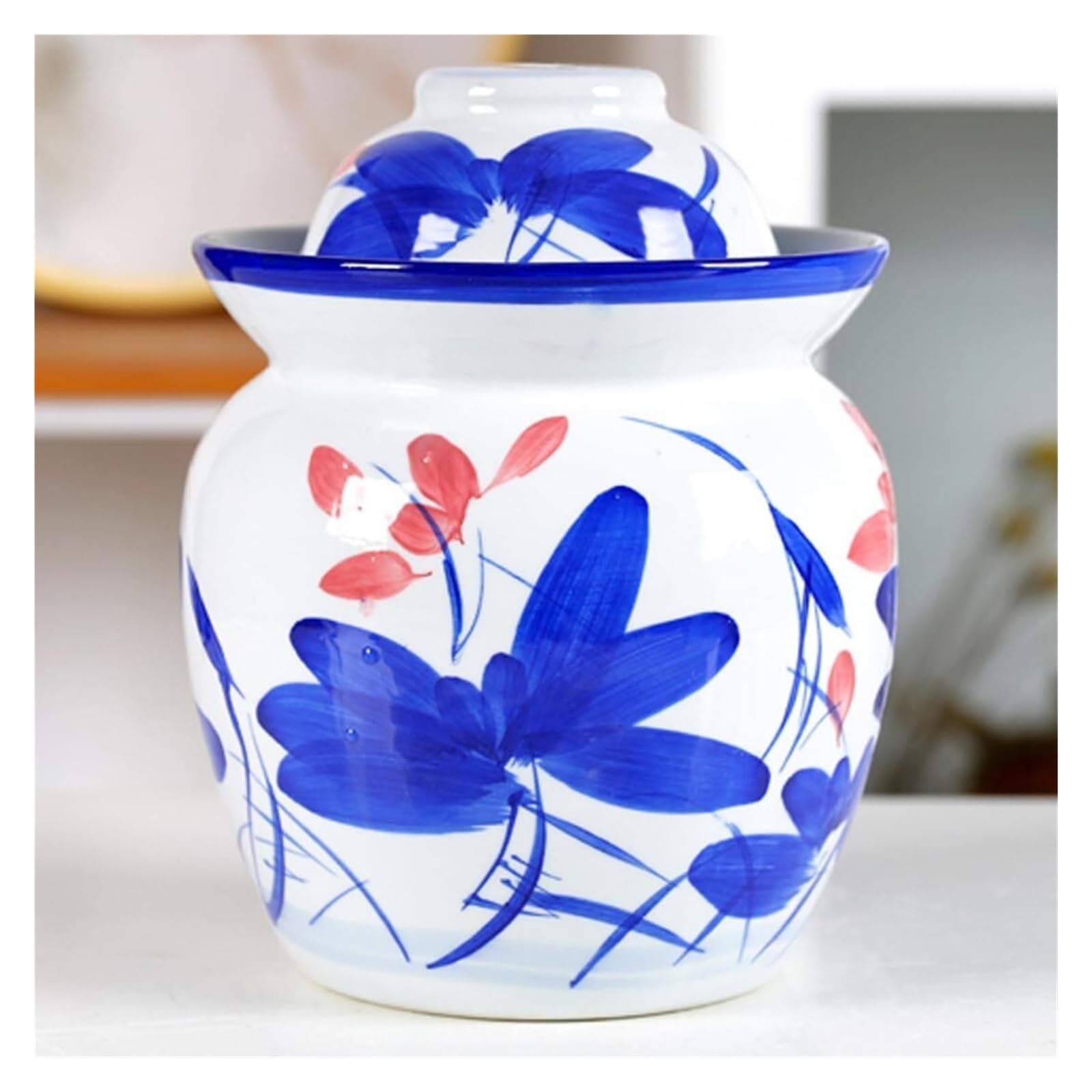 Ceramiczny słoik na ogórki z pokrywkami, duży tradycyjny chiński porcelanowy słoik na ogórki, ceramiczny garnek do fermentacji z pokrywką z uszczelką wodną