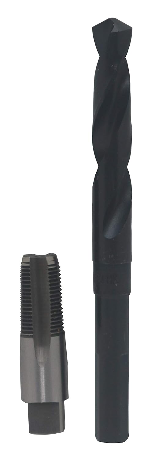 Amazon 3/8" Carbon Steel NPT Tap and 37/64" HSS Drill Bit in plastic
