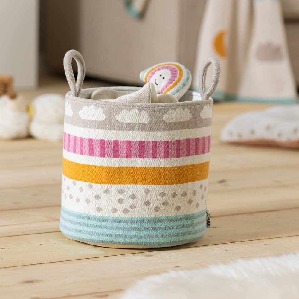 howa Spielzeugkorb „be happy“ Kinder Aufbewahrungskorb Kinderzimmer Spielzeugaufbewahrung Ø 26 cm, H-28 cm 8905