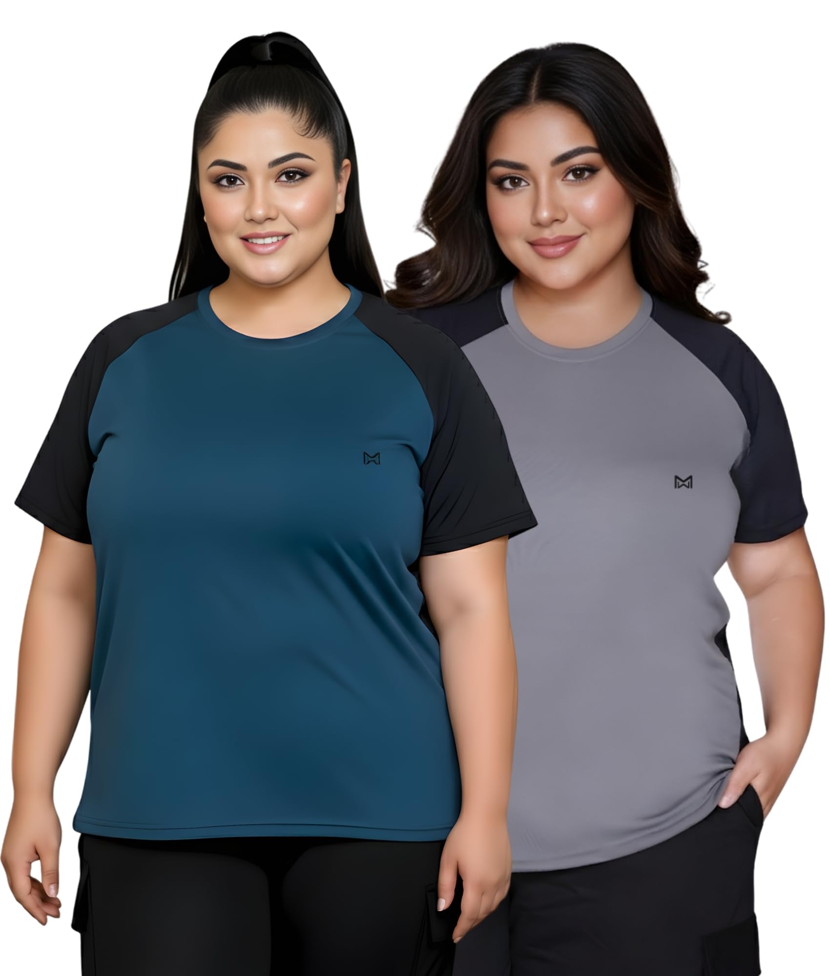 White Moon Plus Size Gym Essentials T-Shirt Combo | Anti-Odor Polyester Half Sleeve Tees | Quick Dry Fabric for Workouts|Sports Wear for Femal|Cool Gym Tshirt Women-picture-26