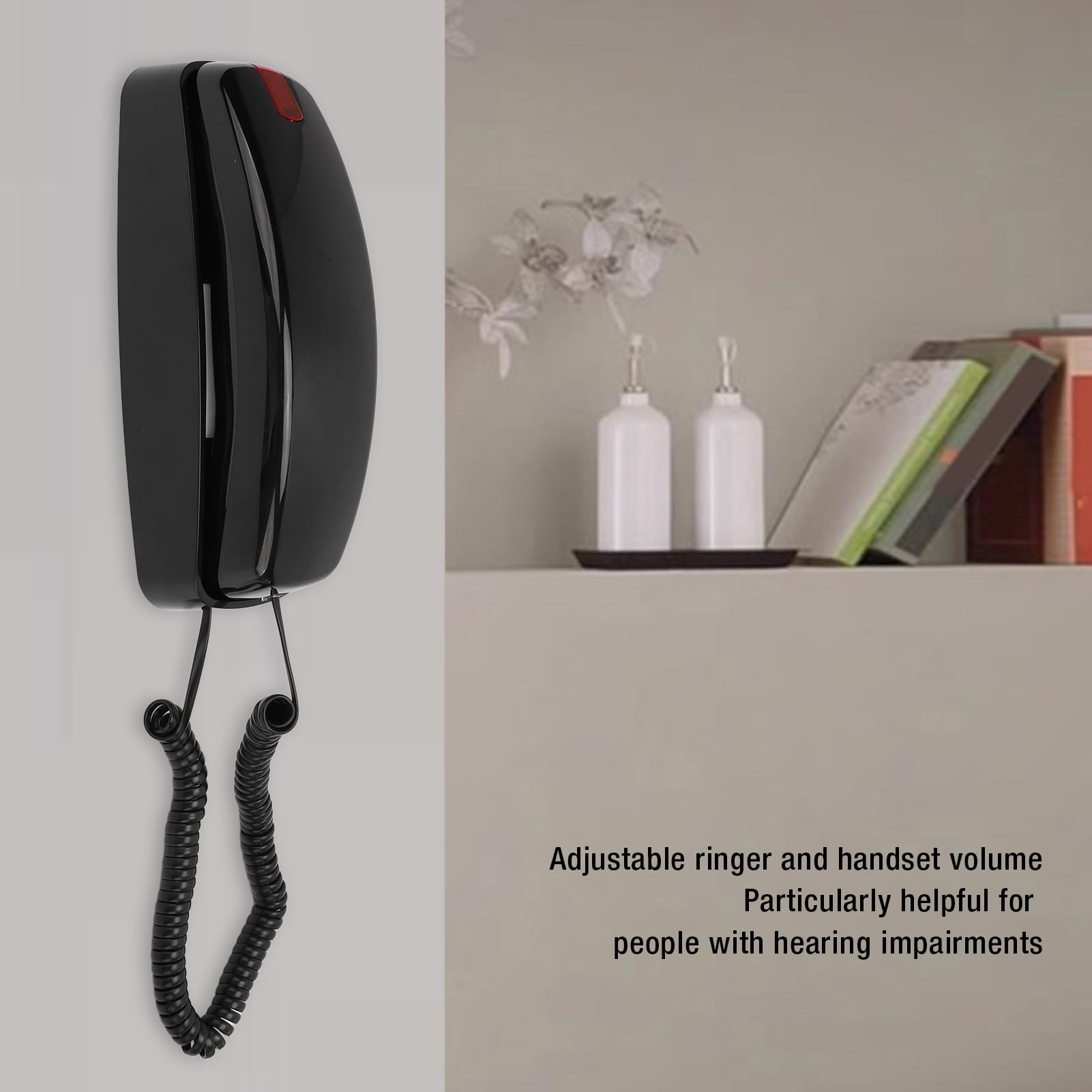 Telefono Fisso per Casa, Telefoni da Parete retrò per Linea Fissa, Telefono con Filo Montabile a Parete Pulsanti Grandi Controllo Volume Linea Fissa Vecchio Stile per Casa Cucina