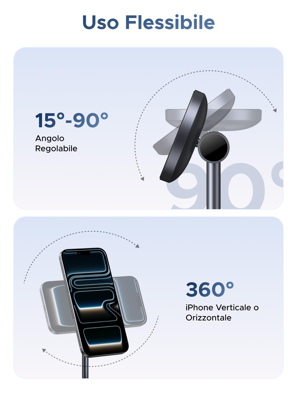 UGREEN Zapix 2 in 1 Caricatore Wireless iPhone Magsafe Certificato Qi2 15W Base Ricarica Rapida Magnetico Compatibile con iPhone 17 Pro Max Air 16 15 14 13 12 AirPods 4 3 AirPods Pro 3 2 1