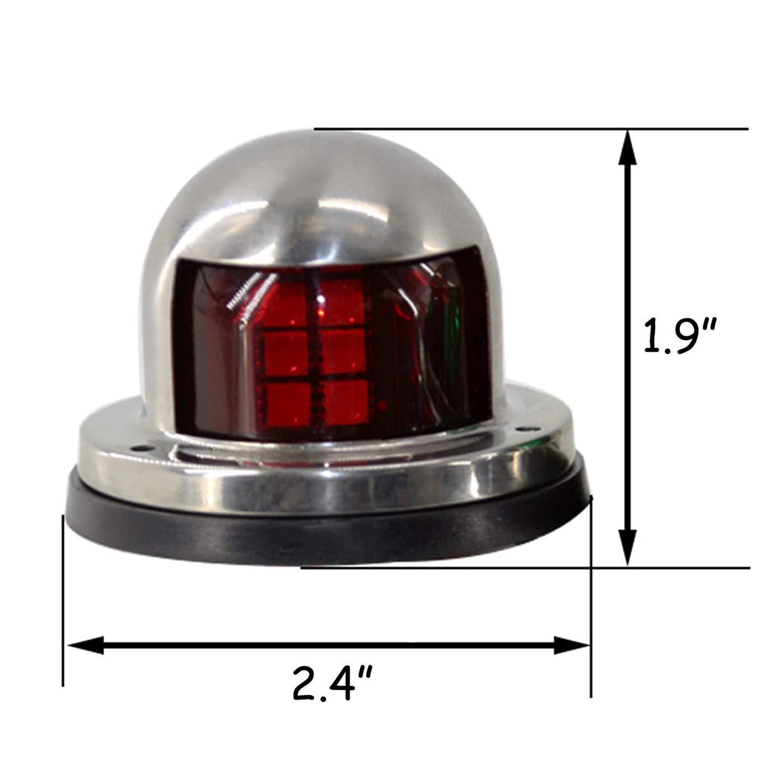 Acciaio inossidabile 12V barca marino yacht navigazione rossa verde fiocco 8 GUIDATO Lampada del segnale luminosa di avvertimento Per la navigazione e la pesca