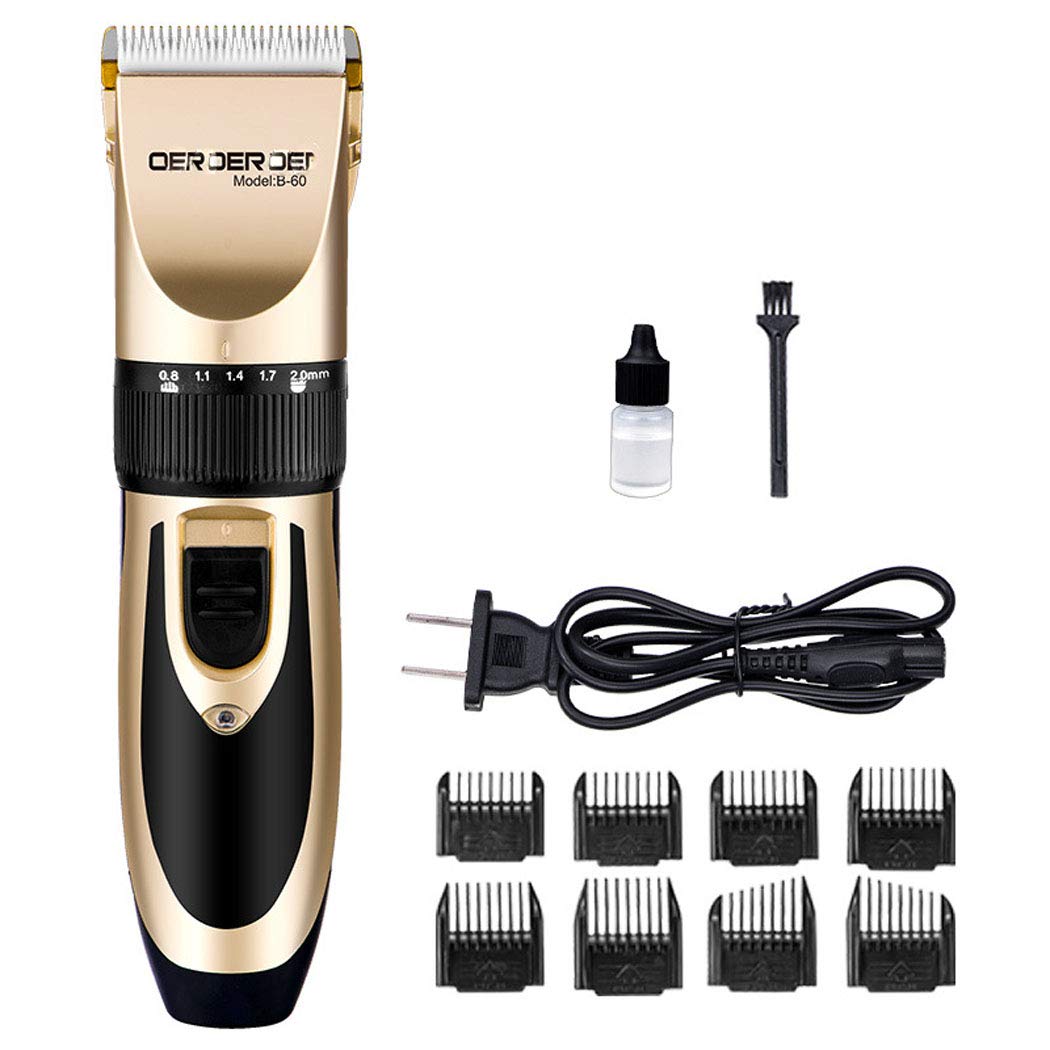 Professional Hair Clipper Cordless Trimmer Electric Hair Clipper Set Ceramic Blade Rechargeable LED Display Suitable For Men And Families (Color : Gold)