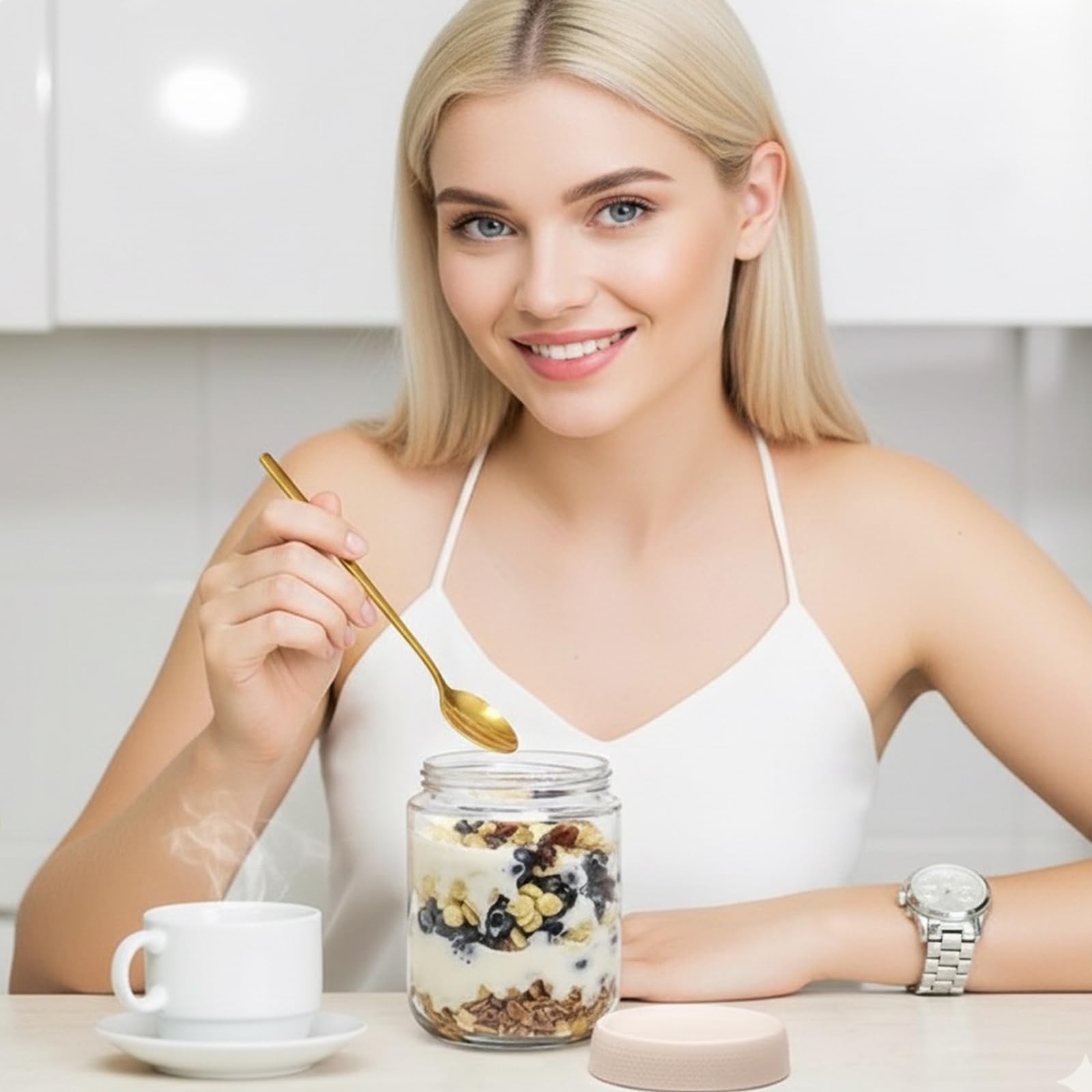 6 sztuk słoików Overnight Oats o pojemności 500 ml, słoiki na przetwory z zakręcaną pokrywką, słoiki do przygotowywania domowych dżemów, chutney, jogurtu, budyniu, wkładania, jedzenia dla